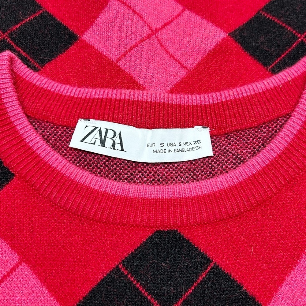 Zara Diamond Pattern Bodycon Knit Dress Size S - Picture 3 of 9